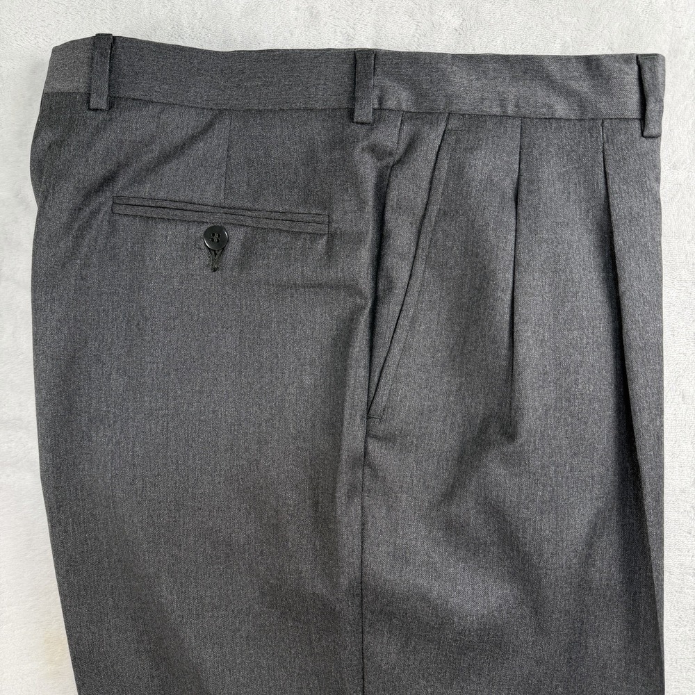 Luciano Barbera Trouser Pants Mens 31x29 Wool Pleated Cuffed Italy Suspender Btn